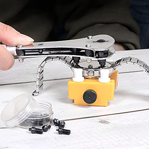 uxcell Watch Cover Wrench Opener, 36mm Adjustable Case Remover Tool, Chrome Steel for Watch Repair with 18 Bits, Silver Tone