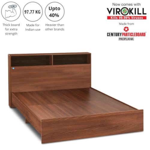 Image of DELITE KOM Urban Engineered Wood Queen Without Box Bed (Finish Color Acacia Dark Delivery Condition Knockdown)