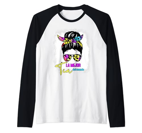 La mejor Tia de Mundo, regalo español, regalo de cumpleaños Camiseta Manga Raglan