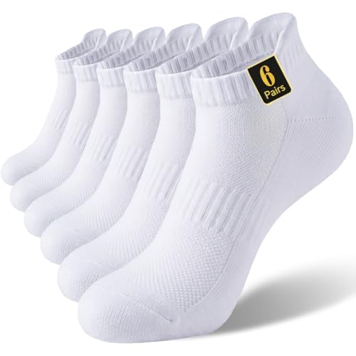 VoJoPi Womens Trainer Socks 6 Pack Breathable Cotton Cushioned Ankle Socks Anti-Blister Low Cut Sports Socks for Ladies Running Gym and Daily Wear UK 6-8