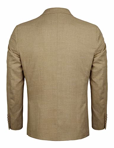 Alizeal Mens Textured Blazer Jacket Regular Fit Two Button Solid Sport Coat, Khaki-Xl #TOP5