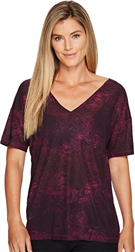 T-shirt PUMA Dancer Drapey noir et violet imprimé nature pour femme taille XS