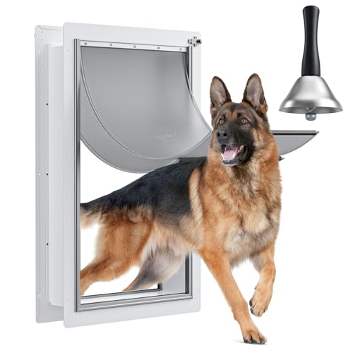 Pet Door for Wall Upgrade 2.0 with Secure Aluminum Lock, Steel Frame & Telescoping Tunnel, Double Silicone Flaps Dog Doggy Door and Cat Door for All Pets, Strong & Durable (Pets Up to 220 Lb) -XLarge