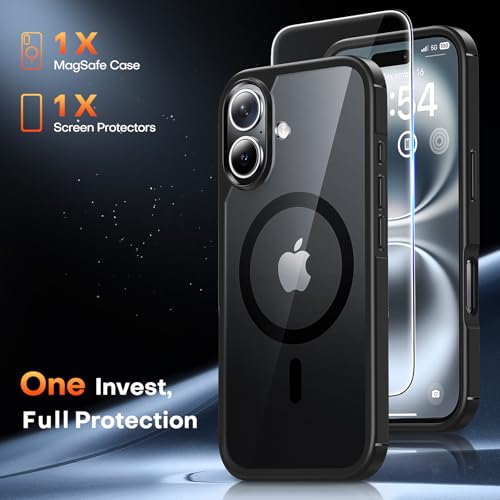 Image of TAURI for iPhone 16 Plus Case, Compatible with MagSafe, Black