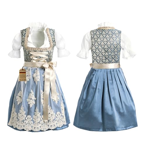 Dirndl Dresses Women Traditional German Oktoberfest Costumes Women - Authentic Dirndl - Oktoberfest Outfits Women - Bavarian Dress Blue Gold