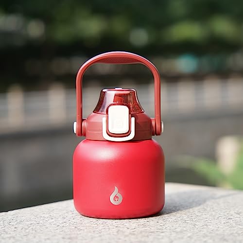 Image of BJPKPK 20oz Insulated Water Bottle with Straw Lid, Cute Stainless Bottle | One-Hand Straw Lid, BPA-Free Leakproof Large Water Bottle with Handle, Keeps Cold & Hot, Vacuum Insulation for Gym & Outdoor