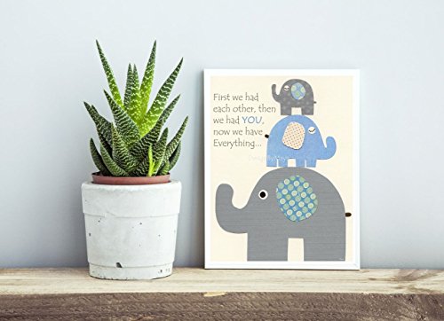 Boy room nursery wall art decor First we had baby elephant blue gray