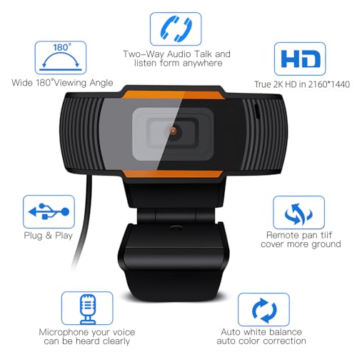2K HD Webcam with Microphone – 110° Wide Angle USB Camera for Video Calling, Recording, and Conferencing – Perfect for PC, Desktop, and Gaming