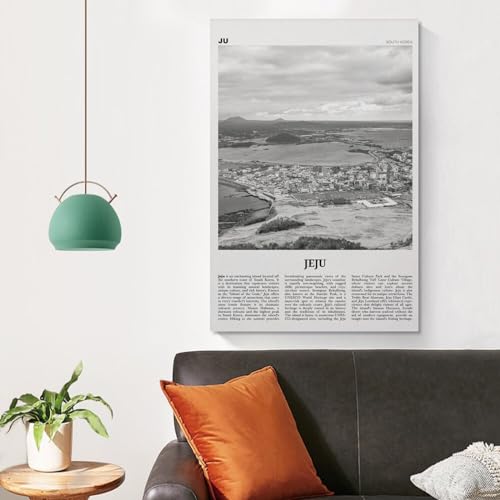 IkiCk Jeju Print Black And White, Jeju Wall Art, Jeju Poster1 Poster for Room Aesthetics Canvas Wall Art Poster And Print 12x18inch(30x45cm)4