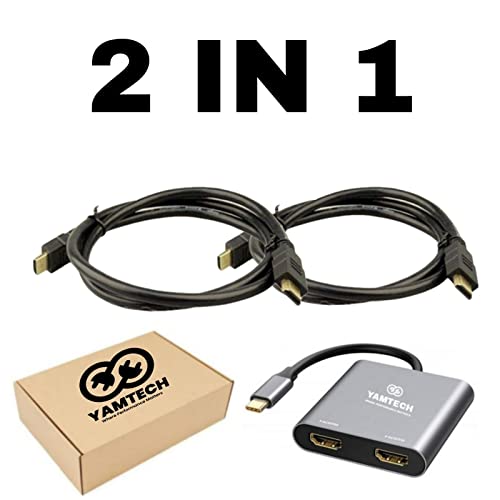 Type C to Dual HDMI adapter splitter for extended display 4 in 1 Adpater for Dual monitors USB Type C multiport Docking Station Adapter 4k 60hz multi display Hub 4 in 1 for Mac-Chrome Book etc - Image 3