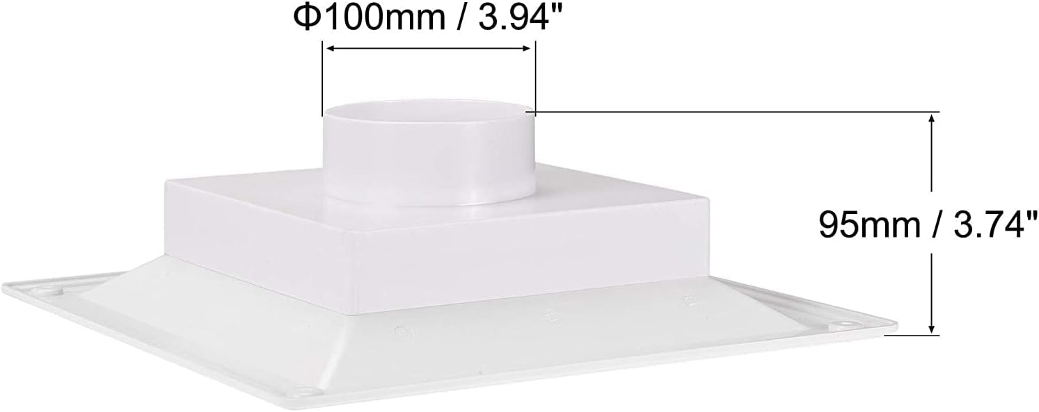 XYWHPGV 9.45 x 9.45 Inch Square Air Vent Duct Connector 3.94 Inch Dia CONDUCT for HVAC Ventilation Cooling ABS Plastic White (699