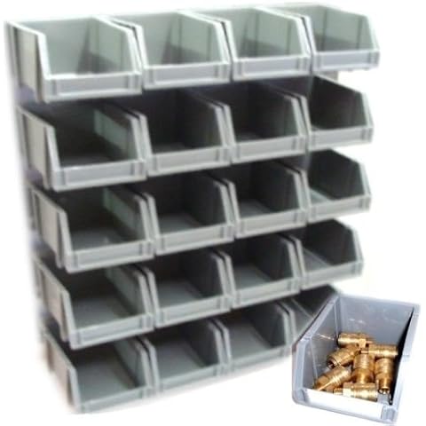 Estante de pared de almacenamiento de herramientas DIY con 20 cubos de polietileno y 5 rieles Cover