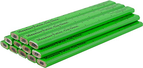 Measure Twice, Cut Once. Carpenter Pencils - 12 pack. (Neon Green)