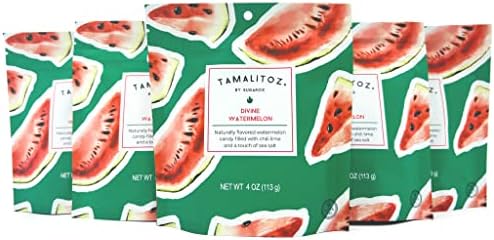 Candy - 5 pack Naturally flavored Divine Watermelon - hard candy filled with chili lime and sea salt. Colored with plant based colors, Kosher and Gluten Free