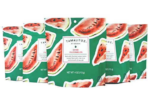 Candy - 5 Pack Naturally Flavored Divine Watermelon - Hard Candy Filled With Chili Lime And Sea Salt. Colored With Plant Based Colors, Kosher And Gluten Free #TOP10