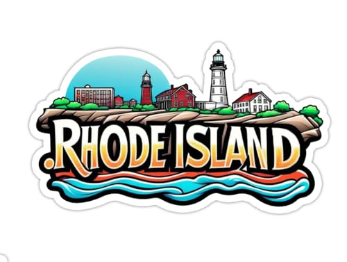 Image of Rhode Island State Sticker 5 Inch Waterproof Vinyl Decal Durable USA State Graphic for Laptop Water Bottle Car Window Bumper Truck Travel Decoration