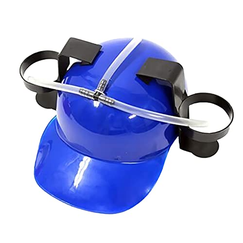 Ekrfxh Guzzler - Casco per bere, regolabile, con supporto per lattine, cappello di paglia per birra, bibite, feste, gadget divertenti, Blu, Taglia unica