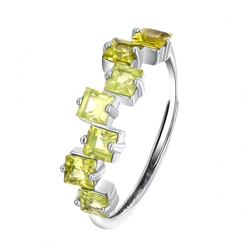 Bague argent 925 femme réglable fiançailles péridot naturel empilable