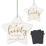 2 Pcs Christmas Tree Hanging Ornaments Family Decorations Gift Star Shaped Ceramic Hanging Sign Family is Always Close at Heart Sign Xmas Holidays Celebration