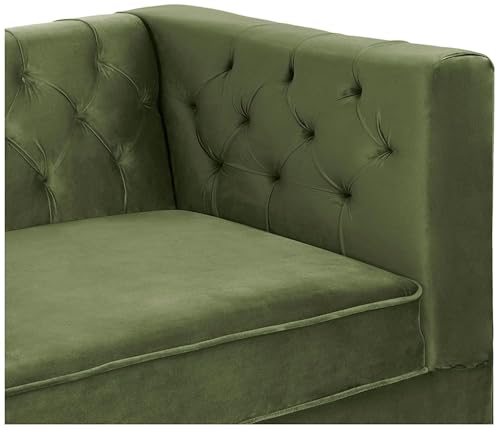 Image of Chesterfield Traditional 3 Seater Luxury Sofa Loving Sofa Button Tufted for Living Room, Guest Room, Bedroom, and Your Loving Space (Olive Green)