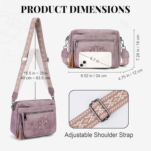 Image of Crossbody Bags for Women, Vegan Leather Embossed Crossbody Purse | Trendy Lightweight Design with Adjustable Strap, Spacious Interior for Daily Essentials, Ideal for Travel and Gift Giving