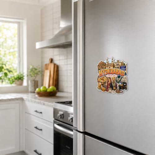 Image of Zesta Wooden Fridge Magnets Set | Refrigerator Decor Magnets for Kitchen | India Souvenir Fridge Magnet Collection | Wooden Magnet for Fridge Door Decoration (Hyderabad)
