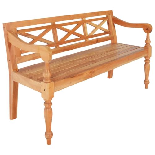 Banc Batavia marron clair en bois d'acajou massif 123 cm de large - 2