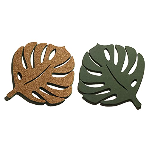 2 Descanso Panela + 2 Suporte Travessa Folha Cortiça Natural