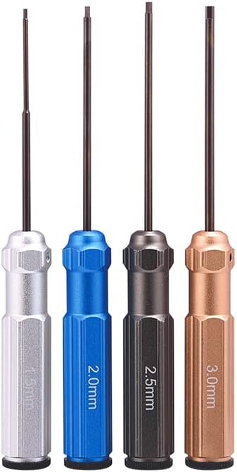 4Pcs/set Titanium Plating 1.5mm 2mm 2.5mm 3mm Hexagon Screwdriver Screw Driver Tool Kit for RC Model Car Boat Airplane - (Color: YZ-B025)