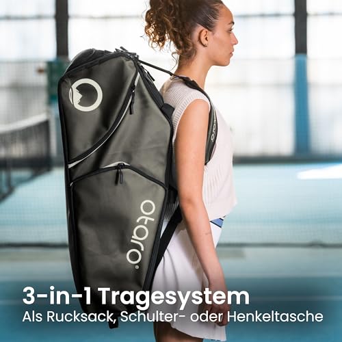 Tennistasche Otaro 82L in Grau mit Schuhfach und Thermofächern