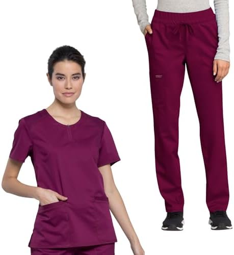 Cherokee Scrub Set for Women Round Neck Top & Drawstring Pant | M...
