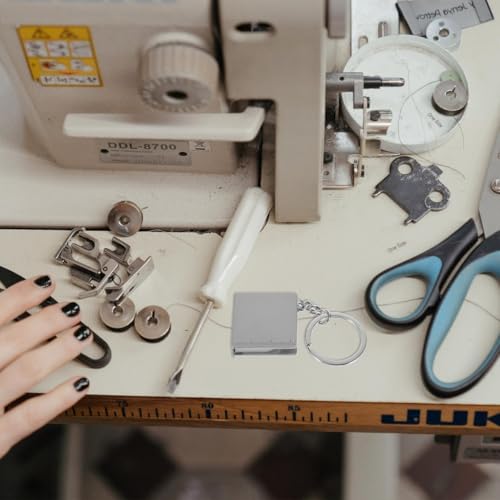 Image of Stainless Steel Measurement Tape Keychain - 33 Inches / 85 cm Mini Retractable Pocket Tape for Sewing, Tailoring, DIY & Travel Carrying Around Easily Tape