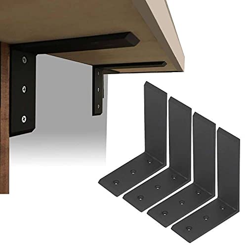 JMTAAT 4 Pack 6" x 8" Countertop Support Brackets, Heavy Duty Steel L Shelf Holder Hanger Bracket