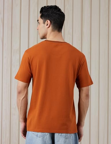 Image of Amazon Brand - Symbol Men's Cotton Rich Relaxed Fit Textured Knit Tshirt | Popcorn Knit Solid Tshirts | Half Sleeves | Textured Knit (Available in Plus Size)
