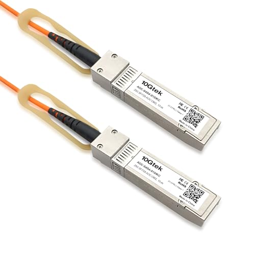 Image of 10Gtek 25G SFP28 AOC Cable - 25GBASE Active Optical SFP Cable for Cisco SFP-25G-AOC10M, Ubiquiti UniFi, Mikrotik, Netgear, Broadcom, Supermicro, Edgecore, Chelsio, D-Link, Quanta etc, 10-Meter
