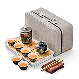 ANWENDUNGEN: Alle verpackt in schützenden tragbaren Tasche, Kung Fu Tea Set für 6 ist geeignet, nicht nur drinnen, sondern auch im Freien. Was für ein praktisches Geschenk für Freunde, Familien und Teeliebhaber zum Geburtstag, Weihnachten, Erntedankfest, Neujahr, zur Einweihung und zu jedem anderen Anlass