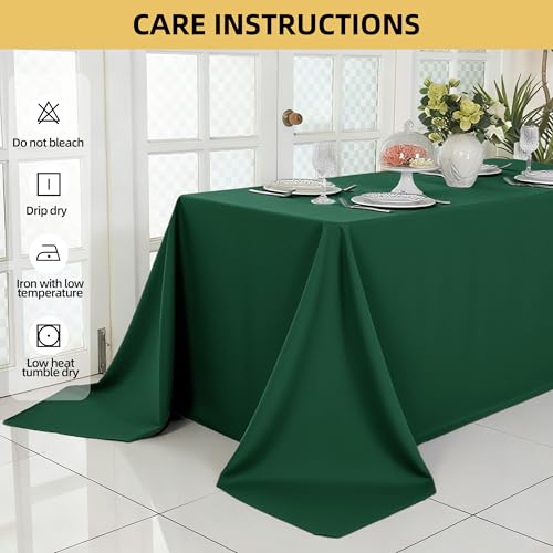 Image of 2-Pack 90x156 inch Blackish Green Table Cloths, Solid Stain and Wrinkle Resistant Oblong Tablecloth, Premium Plain Weave Polyester Fabric Rectangle Table Linen Covers for Hotel, Banquet