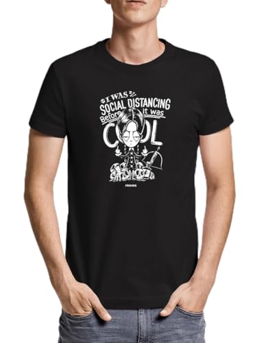 I Was Social distancing - Camiseta Hombre Manga Corta Modelo: 146 Talla M Color Negro