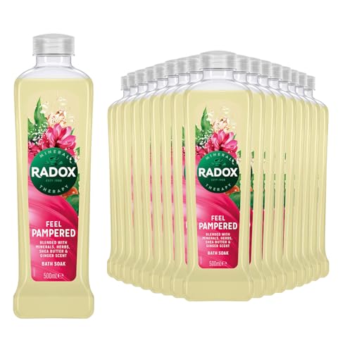 Radox Feel Pampered Bath Soak Blended with Minerals, Herbs with Scents of Shea Butter and Ginger to Feel Pampered and Relaxed, 500 ml Bulk Buy (18)