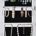 HOUAGI 5 LEDs Mirror Jewelry Cabinet,Fashion Jewelry Organizer with Full-Length Mirror,Wall Mounted/Over The Door Jewelry Armoire,Full-Screen Mirror with Jewelry Storage for Bedroom Makeups