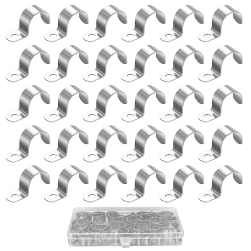 30 Pcs Collier de Serrage Inox, Collier de Fixation Tuyau Ø 19 à 20 mm, Attache Fixer Grillage Rigide Traille Trou, Collier Serrage pour Clip Tuyau, Supports de Tuyaux pour Fixation Attache Tube