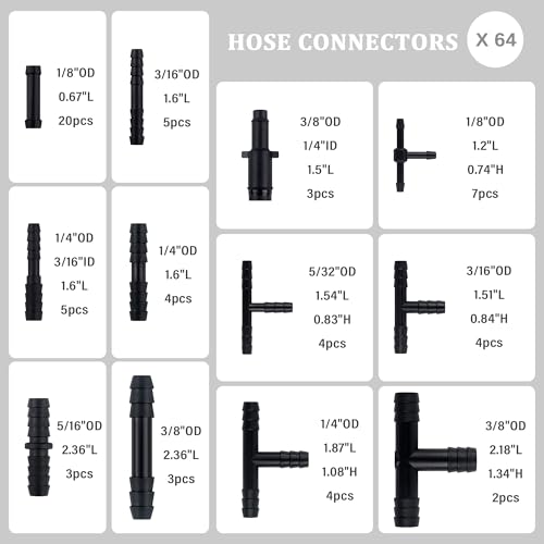 70PCS 5Ft Vacuum Line,Multipurpose Vacuum Lines Automotive+64PCS Vacuum Line Connectors,1/8" 5/32" 3/16" 1/4" 5/16" 3/8" Vacuum Hose,Universal Car Accessories Silicone Tubing (70PCS) by IHOTDER - Image 2