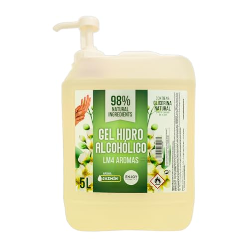 ENJOY COSMETICS - Gel Hidroalcohólico Aroma a Jazmín 5L | 70% Alcohol | Con Glicerina Natural | Para el Cuidado de la Piel | 98% Ingredientes Naturales | Ideal para Casa y Comercios