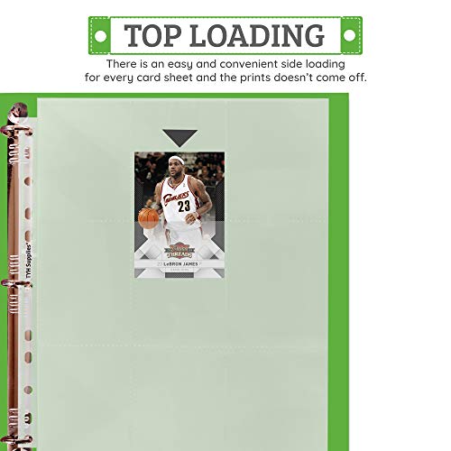 Tyh Supplies 100 Pack Heavy Duty Baseball Card Sleeves For 3 Ring Binder | Double Sided Ultra Clear 11 Hole | 9 Pocket Trading Trading Sports Gaming Card Protectors | 1800 Pockets #TOP5