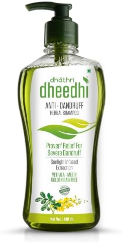 Dhathri Dheedhi Anti-Dandruff Herbal Shampoo with Veppala, Thorn Apple & Indian Madder | Helps Reduce Dandruff, Scalp Itching & Flakes | Herbal Hair Cleanser for Men & Women | All Hair Types, 400ml