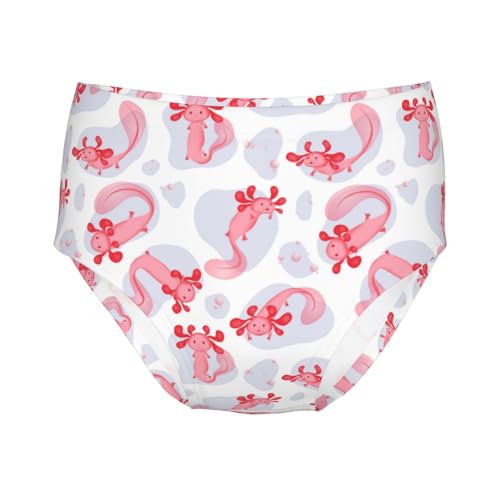 Pink Axolotls Floating In Water Drops Girls' Underwear Soft Cotton Little Girls Panties Comfort Briefs