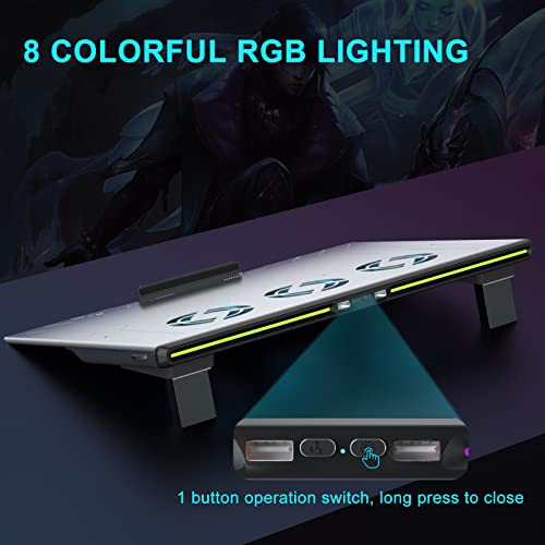 AICHESON-RGB-Lights-Laptop-Cooler-Pad-with-3-Iceblue-Lighting-Cooling-Fans-for-15-to-173-inch-Computers-2-USB-Ports-Aluminum-Alloy-Silver