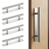 XRVRILE 4 Piezas Tiradores Armarios Adhesivos, Tirador Armario para Cocina y Muebles, Tiradores de Acero Inoxidable Plata, Tirador Puerta Armario Sin Taladrar