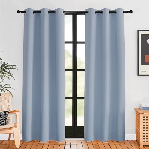 NICETOWN Blackout Curtains for Bedroom, Vintage Blue, 42 W by