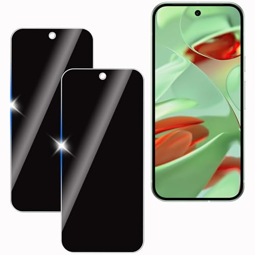 KULAIKE【2 Piezas Protector Pantalla Privacidad para Google Pixel 9,Cristal Templado Anti Espía,Sin Burbujas,Anti-Espía Vidrio Película,Privacy Screen Protector,9H Dureza,Anti-Arañazo